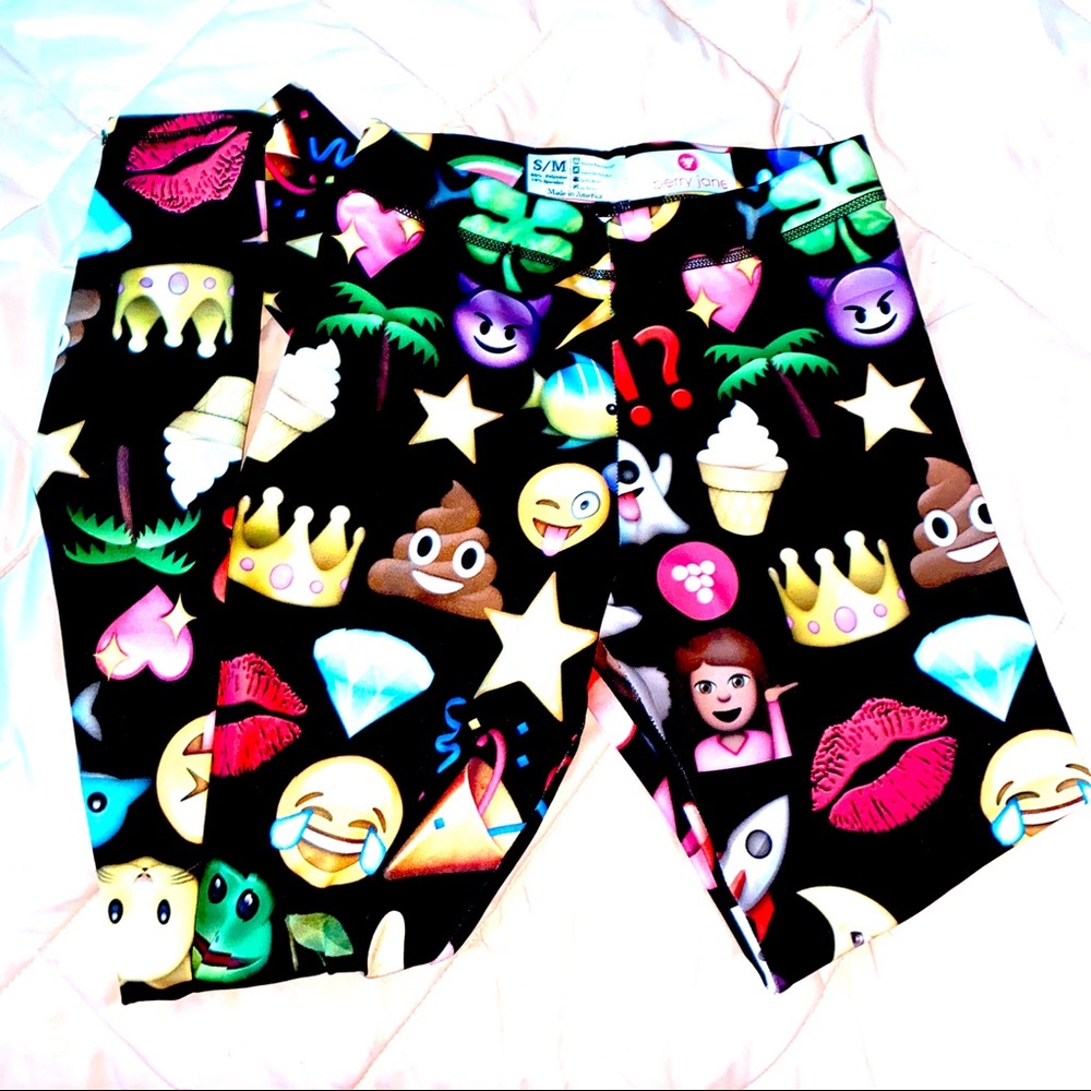 trendy black emoji leggings